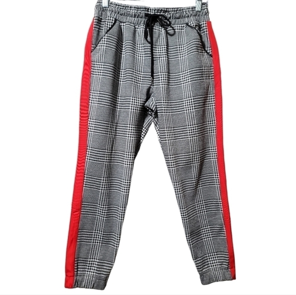 David Lerner Slim Track Jogger with Trim Small Houndstooth Red Stripe Evereve - Picture 5 of 12